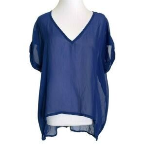 LIBERTY LOVE Semi-Sheer Short Sleeve Blouse Top Summer Los Angeles Boutique M